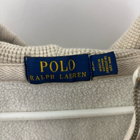 Polo Ralph Lauren Hoodie Men’s Large Tan Thermal Waffle Hood Zip - Picture 5 of 10
